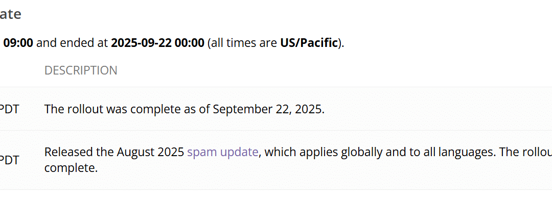 SEO : Google a terminé sa mise à jour Anti-Spam (Spam Update d’Août 2025)